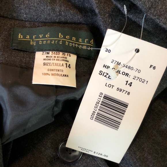 HARVE BENARD Size 14 Charcoal Gray Blazer Jacket Wool Lined Women Carer $138 NWT - Picture 6 of 11